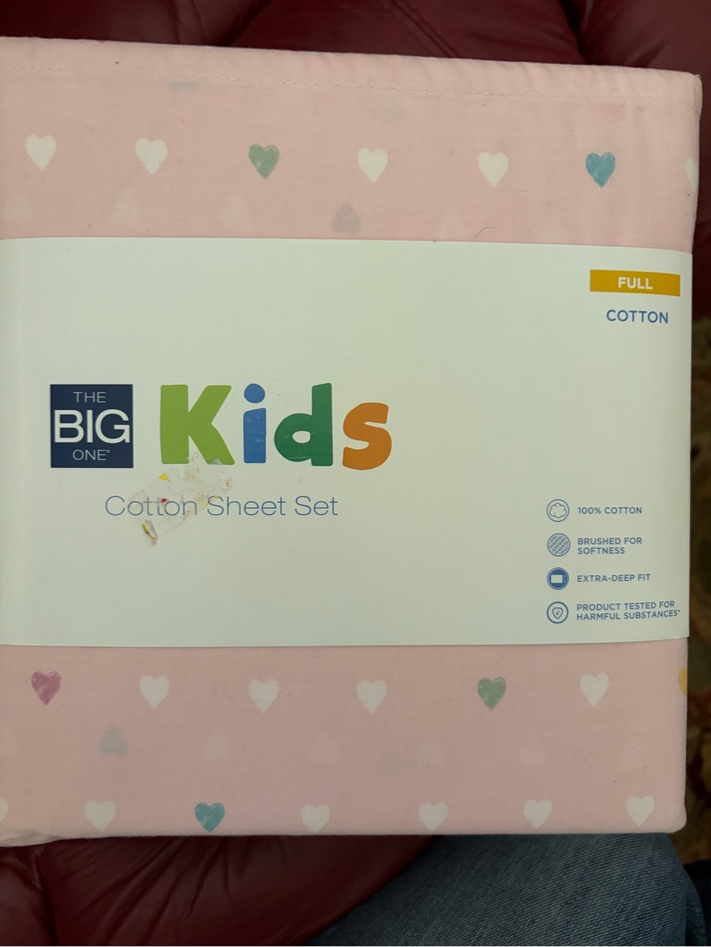 NWT The Big One Kids Heart Cotton easy care sheet set Full Size 4 Piece Set